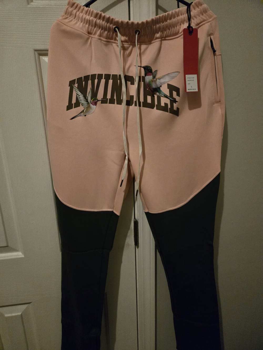 Invincible Hummingbird Two-Tone Pink & Black Joggers Luxuary Streetwear